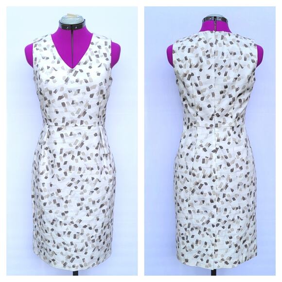 Peserico Women's Size 44 Vneck Sleeveless Sheath Dress Neutral Confetti - Picture 1 of 6